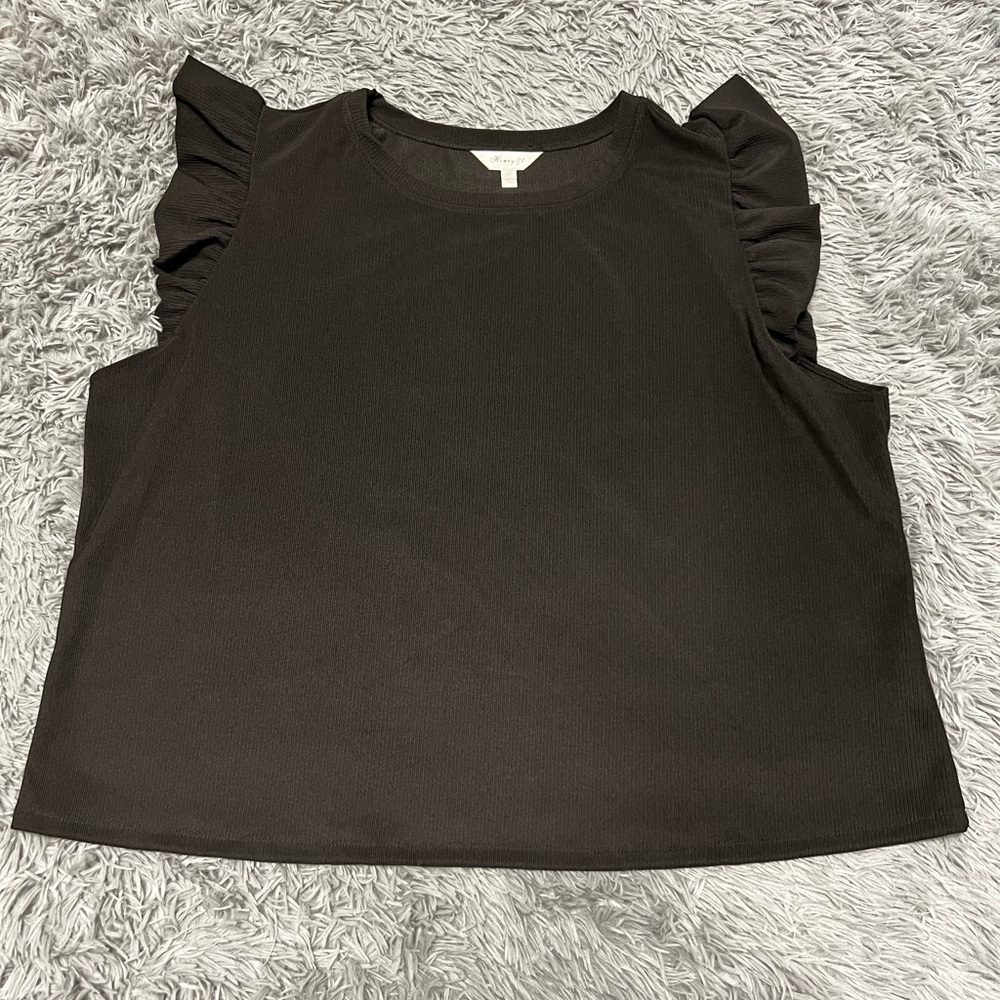 Black blouse ruffle sleeve 3X